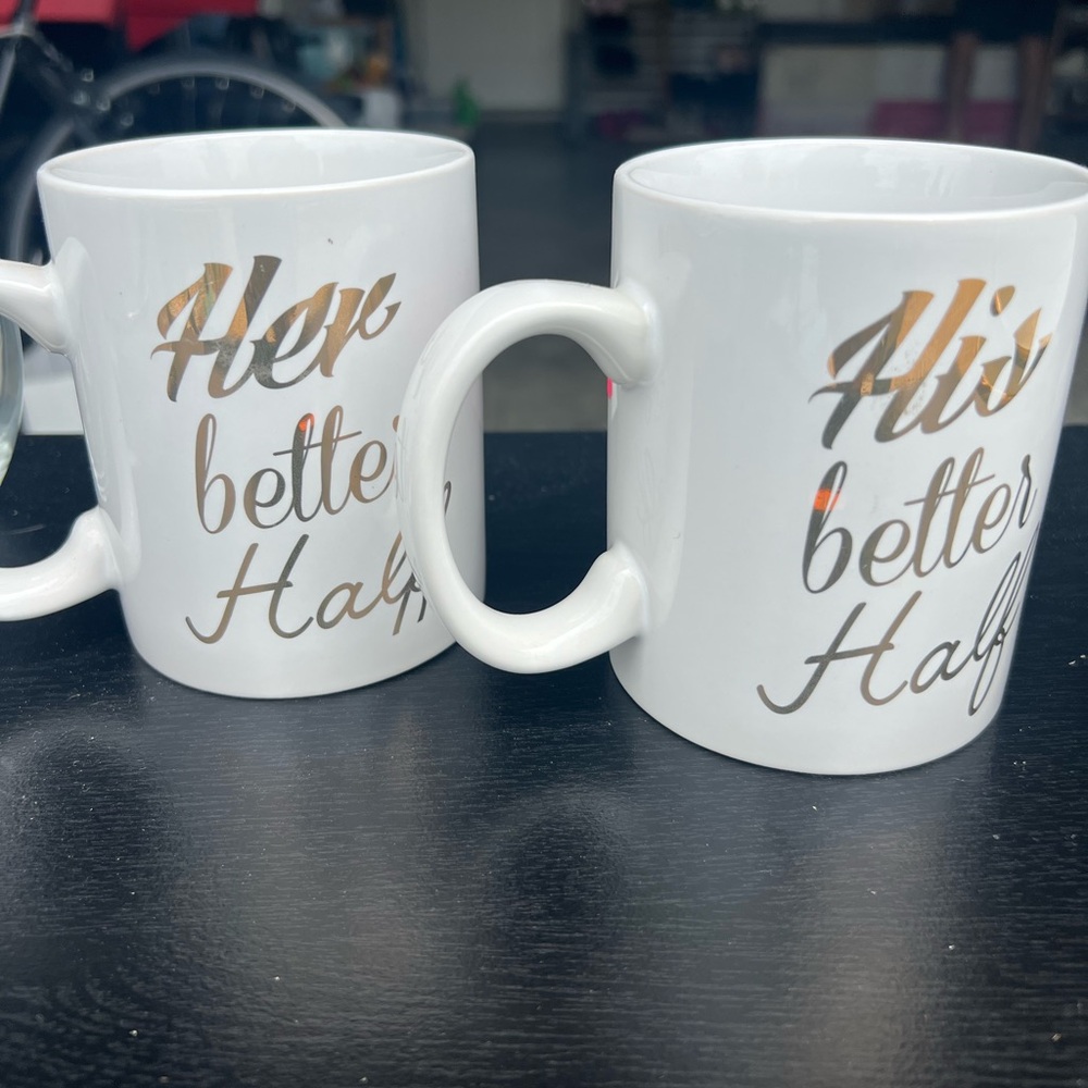 White and Gold 'His and Her' Mugs